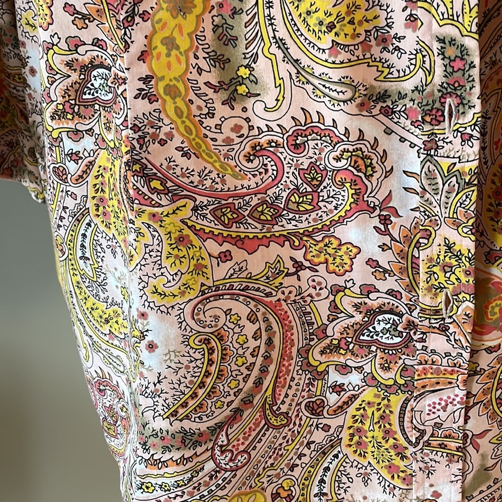 BASIC EDITIONS PLUS women’s paisley button up collared neckline 3/4 sleeve sz 4X - Picture 4 of 10